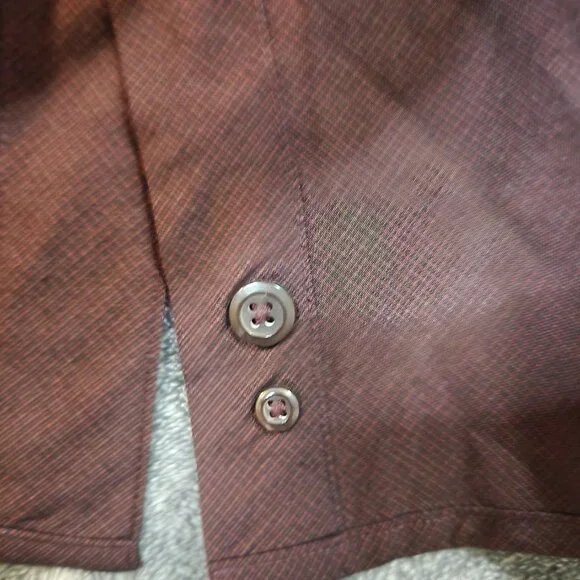 Perry Ellis Dress Shirt Button Up Pockets Men's 2X Long Sleeve Burgundy Red - Picture 9 of 12